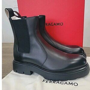 Salvatore Ferragamo Doran Men's Black Leather Chelsea Boots Size 10.5M BestOffer